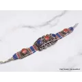 Bracelet tibétain traditionnel imitation corail lapis - Bracelets tibétains bouddhistes