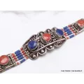 Bracelet tibétain traditionnel imitation corail lapis - Bracelets tibétains bouddhistes
