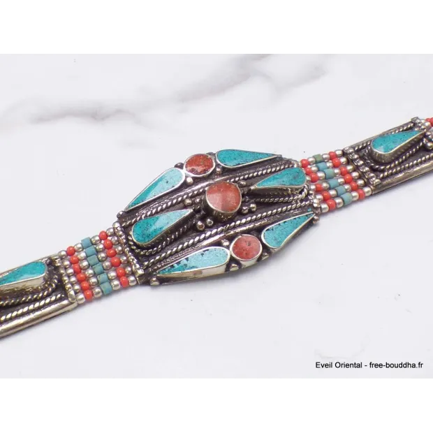 Bracelet népalais avec pierres fantaisie - Bracelets tibétains bouddhistes