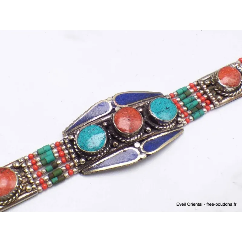 Bijou tibétain bracelet pierres fantaisie - Bracelets tibétains bouddhistes