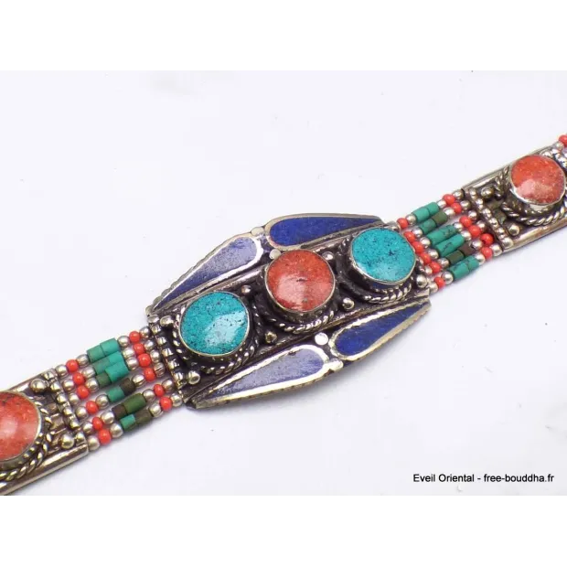 Bijou tibétain bracelet pierres fantaisie - Bracelets tibétains bouddhistes