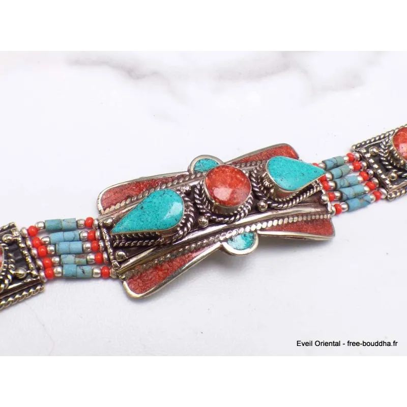 Bijou tibétain bracelet avec pierres fantaisie - Bracelets tibétains bouddhistes