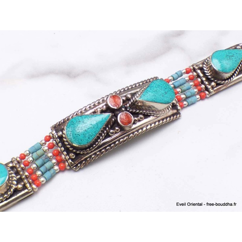 Bijou népalais bracelet métal résine Bracelets tibétains bouddhistes BTT14