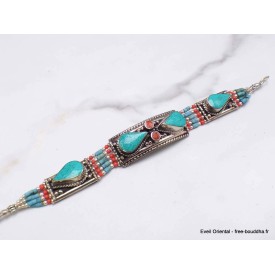 Bijou népalais bracelet métal résine Bracelets tibétains bouddhistes BTT14-a