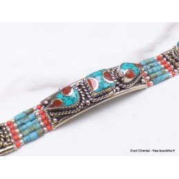 Bracelet népalais traditionnel pierres fantaisie Bracelets tibétains bouddhistes BTT15