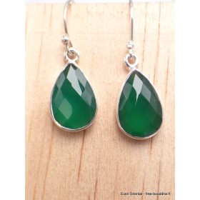 Boucles d'oreilles goutte en Onyx vert facetté Bijoux en Onyx Vert AW83.2