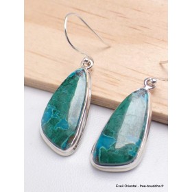 Boucles d'oreilles asymétriques Malachite sur Chrysocolle Bijoux en Malachite sur Chrysocolle AW94.3