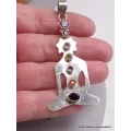 Pendentif en pierres naturelles Bouddha argent 7 chakras (défaut) - Pendentifs pierres naturelles