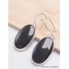 Boucles d'oreilles ovales en Oeil de Tigre Bleu Bijoux en Oeil de Faucon AW85.1-a