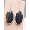 Boucles d'oreilles ovales en Oeil de Tigre Bleu - Bijoux en Oeil de Faucon