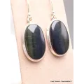 Boucles d'oreilles ovales en Oeil de Tigre Bleu - Bijoux en Oeil de Faucon