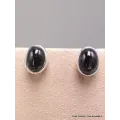 Clous d'oreilles Black Star Diopside ronde ou ovale - Boucles d'oreilles en pierres naturelles