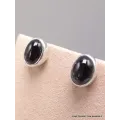 Clous d'oreilles Black Star Diopside ronde ou ovale - Boucles d'oreilles en pierres naturelles