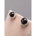 Clous d'oreilles Black Star Diopside ronde ou ovale - Boucles d'oreilles en pierres naturelles