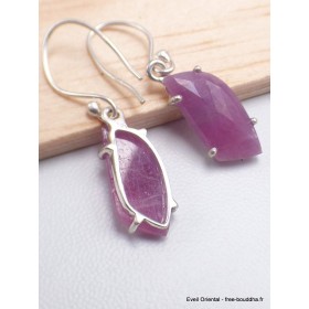 Boucles d'oreilles Saphir rose non traité forme libre Bijoux en Saphir Rose AW104.3