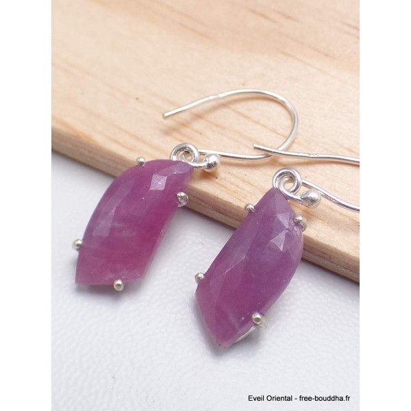 Boucles d'oreilles Saphir rose non traité forme libre Bijoux en Saphir Rose AW104.3