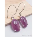 Boucles d'oreilles asymétriques Saphir rose facetté - Bijoux en Saphir Rose