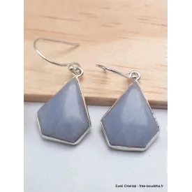 Boucles d'oreilles Angelite bleue anhydrite losange - Bijoux en Angélite
