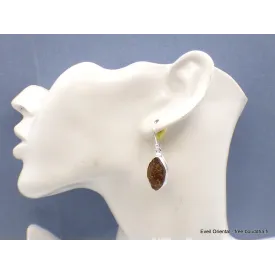 Boucles d'oreilles Astrophyllite brute forme marquise - Boucles d'oreilles en pierres naturelles