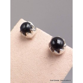 Clous d'oreilles Onyx noir ronds Boucles d'oreilles en pierres AW100.2