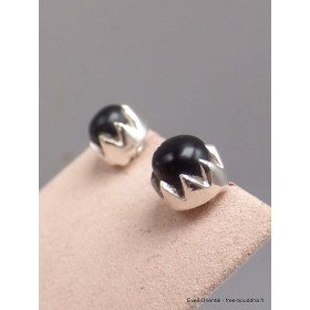 Clous d'oreilles Onyx noir ronds Boucles d'oreilles en pierres AW100.2