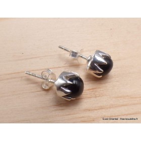 Clous d'oreilles Onyx noir ronds Boucles d'oreilles en pierres AW100.2