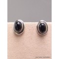 Clous d'oreilles Onyx noir oval-aj Boucles d'oreilles en pierres AW100.3