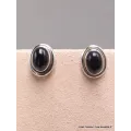 Clous d'oreilles Onyx noir oval-aj - Boucles d'oreilles en pierres naturelles