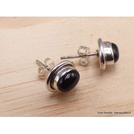 Clous d'oreilles Onyx noir oval-aj Boucles d'oreilles en pierres AW100.3