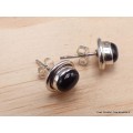 Clous d'oreilles Onyx noir oval-aj Boucles d'oreilles en pierres AW100.3
