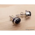 Clous d'oreilles Onyx noir oval-aj - Boucles d'oreilles en pierres naturelles