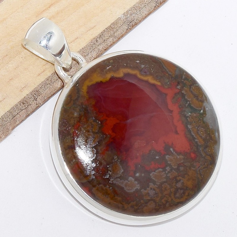 Gros Pendentif rond en Agate Seam Bijoux en Agate Seam du Maroc CWA86.5