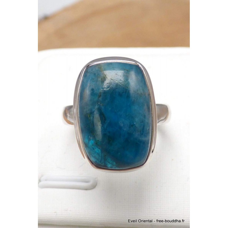 Bague Apatite bleue rectangulaire taille 54 Bijoux en Apatite bleue AW110.4