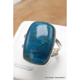 Bague Apatite bleue rectangulaire 2 anneaux taille 59 Bijoux en Apatite bleue AW110.5