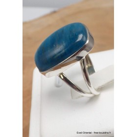 Bague Apatite bleue rectangulaire 2 anneaux taille 59 Bijoux en Apatite bleue AW110.5