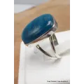Bague Apatite bleue rectangulaire 2 anneaux taille 59 - Bijoux en Apatite bleue