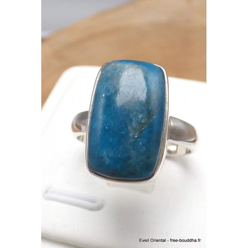 Bague Apatite bleue rectangulaire taille 60 Bijoux en Apatite bleue AW110.6