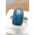 Bague Apatite bleue rectangulaire taille 60 - Bijoux en Apatite bleue
