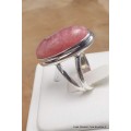 Bague en Rhodochrosite ovale 2 anneaux taille 54/55 Bagues pierres naturelles AW106.4