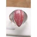 Chevalière en Rhodochrosite gel taille 59 Bagues pierres naturelles AW106.6
