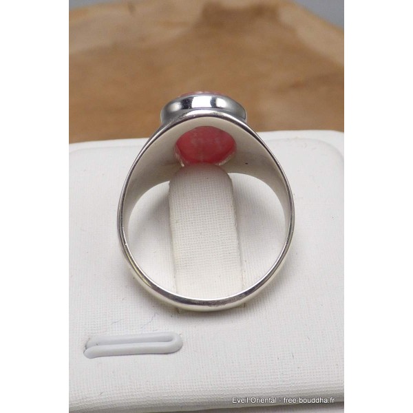 Chevalière en Rhodochrosite gel taille 59 Bagues pierres naturelles AW106.6