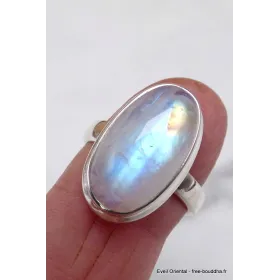Bague ovale Péristérite grade A++ taille 59 - Bijoux en Pierre de lune