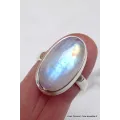 Bague ovale Péristérite grade A++ taille 59 - Bijoux en Pierre de lune