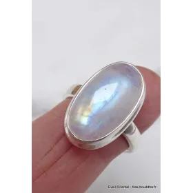 Bague ovale Péristérite grade A++ taille 59 - Bijoux en Pierre de lune