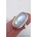 Bague ovale Péristérite grade A++ taille 59 - Bijoux en Pierre de lune