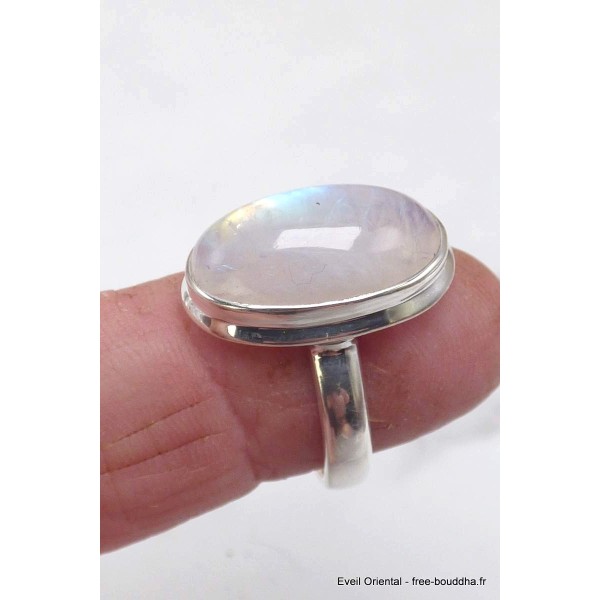 Bague ovale Péristérite grade A++ taille 59 Bijoux en Pierre de lune CWA77.22