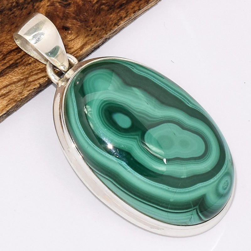 Pendentif authentique Malachite forme goutte 