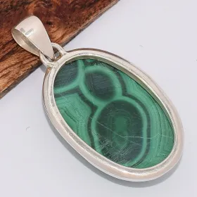 Pendentif authentique Malachite forme ovale - Pendentifs pierres naturelles