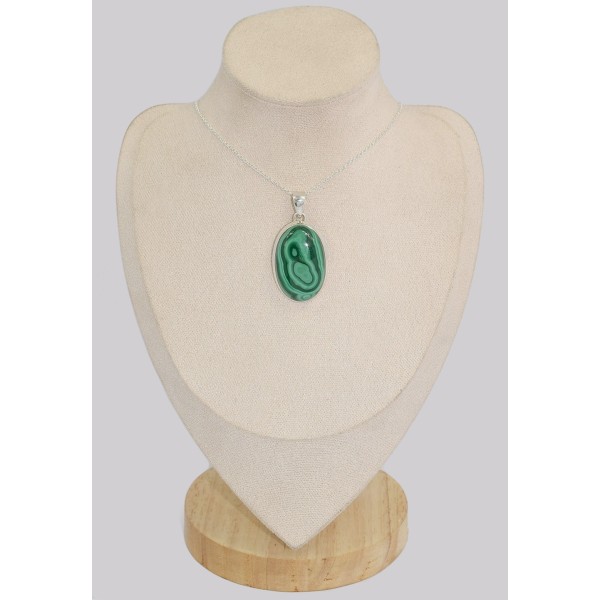 Pendentif authentique Malachite forme ovale Pendentifs pierres naturelles BK3