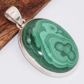 Pendentif authentique Malachite ovale grade AAA - Pendentifs pierres naturelles
